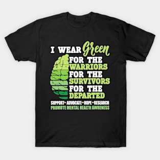 I Wear Green For The Warriors Mental Health Awareness T-Shirt